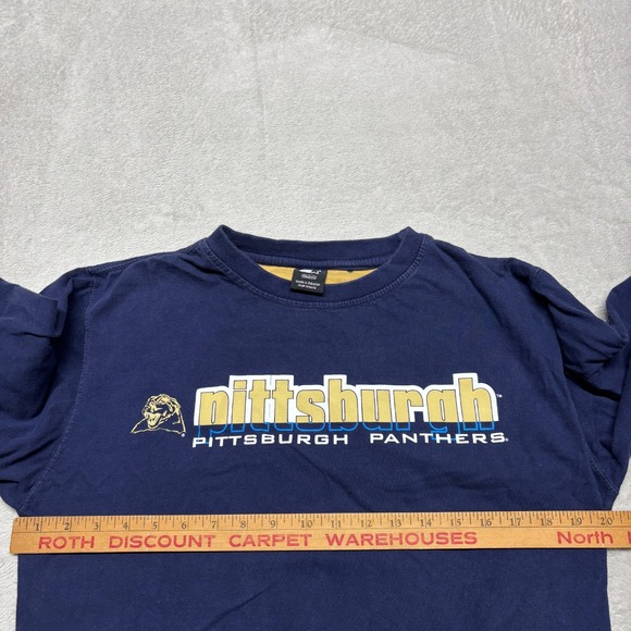 VTG Starter Pitt Panthers Mens M Long Sleeve T-Shirt Pittsburgh Spell Out Thick - Picture 6 of 7